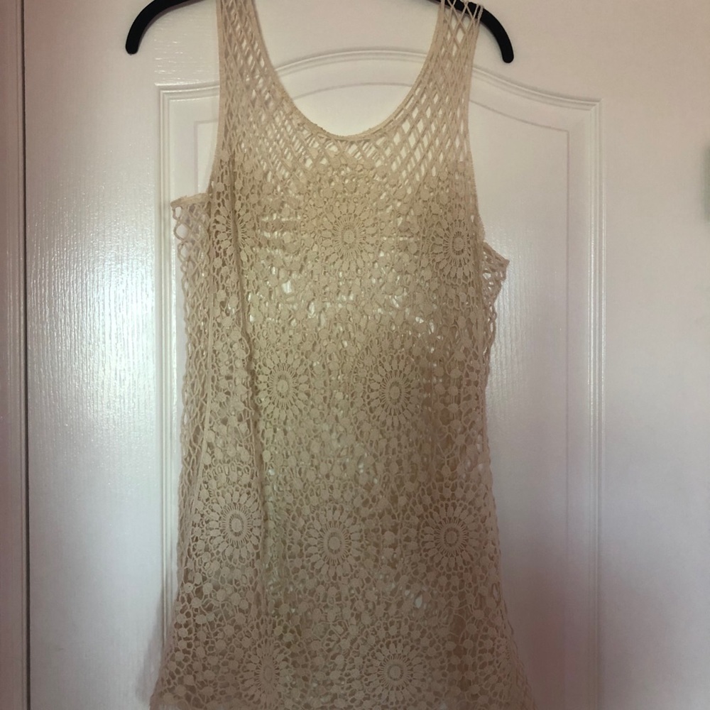 Cream colored crochet style top